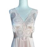 Vintage Sears Pink Lace Slip Maxi Dress 70s Nylon Nightgown USA Romantic Boudoir Size M Photo 11