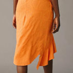 Anthropologie  Maeve Slim Ruffle Orange Wrap Skirt Photo 0