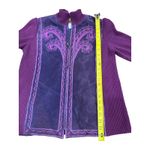 Bob Mackie Wearable Art Jacket, Small, Leather Suede Knit Embroidered Purple Photo 10