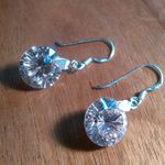 Simulated Pink Diamond Sterling Silver Dangle Earrings Photo 0