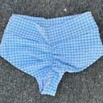 Montce Full Coverage High Rise Gingham Bikini Bottom Size Medium Blue Photo 4