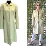 Tahari Trench Coat Womens Cream Argyle Print Single Breasted Snap Size 12 Large Yellow Photo 1
