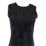BCBGMAXAZRIA  Alyn Black Fringe Trim Flounce Hem Cocktail Dress Womens X Small Photo 2