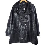 Nasty Gal  Collection Black Faux Leather Longline Trench Coat Jacket Women's‎ M Photo 0