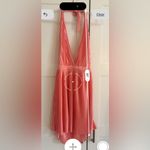 Meshki  Mini Halter Dress in Coral Pink Pleated Photo 4
