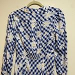Rixo 2 Renata Blue Gingham Daisy Floral Collared Long Sleeve Mini Dress Retro Photo 9