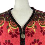 Icelandic Design Full Zip Jacket Wool 3D Knit Textured Floral Vintage Lined L Size L Photo 2