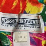 Vintage Jessica Howard Petite Yellow Pink Floral Wiggle Dress Bow Detail Mini Size 4P Photo 9