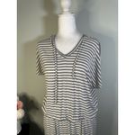 NY & Company Striped Hooded Maxi Dress with Drawstring V Photo 1