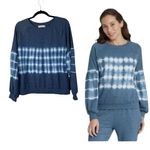 Knox Rose Blue Tie Dye Puff Sleeve Crewneck Sweater Size Medium Photo 1