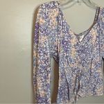 Japna Floral Ruched V-Neck Top - Purple and Pink Photo 2