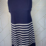 Aquascutum London Sweater Dress Sleeveless Striped Wool Navy Blue Size Small Photo 2