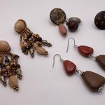 Lot Of 3 Costume Earrings Pierced Dangle Drop Brown / Earth Tones Photo 4
