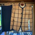 80s Sasson Plaid Skirt Suit Blazer Sz 7/8 Cobalt Blue Lined High waist EUC Photo 0