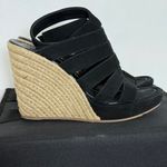 Tory Burch  Bailey Multi Strap Wedge Suede Espadrille Black Wedged Sandals Size 8 Photo 0