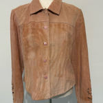 Coldwater Creek  Dusty Rose Pink Suede Leather Laser Cutout Rodeo Jacket Sz M Photo 0