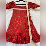 ASOS Shirred Red Ditsy Floral Faux Wrap Dress Size 6 Photo 2