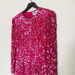 Vintage‎ Niteline Hot Pink Sequin Silk Party Dress Size 10 Holiday Party 80s Photo 2