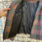 Christopher & Banks  Plaid Wool Blend Zipper Front Blazer Jacket LARGE Photo 3
