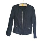 Basler Italian Linen Full Zip Jacket Small Black Tailored Quiet Luxury Career Photo 1