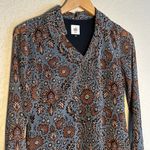 CAbi  Provincial Blue Brown Floral Shirt Dress Mini Vacation Long Sleeve Preppy Photo 2