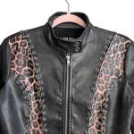 I am gia I.AM.GIA Faux Leather jacket Amira leopard Womens Small Brown Zip Up Moto Photo 2