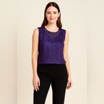 CHAUS NEW YORK Purple Embellished Sleeveless Blouse XL – Dressy Work to Evening Top Photo 1