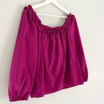 J.Crew NWT  Women’s Ruffle Penny Peasant Top Square Neck Magenta Pink Size Small Photo 3