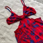 SheIn Red and blue flower side cut out spaghetti strap mini Bodycon fitted Sun dress Photo 2