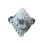 10K White Gold 1.0CT Blue Topaz & Real Diamond 2.9G Women’s Ring size 8 Photo 8