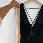 DO+BE  Black Stretch Velvet Strappy Lace Up Deep V-Neck Sleeveless‎ Jumpsuit S Photo 11