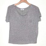 frame denim Frame Scoop Neck Crop Tee with Mini Pocket in Heather Grey Size S Photo 0