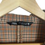 ZARA NWOT Plaid Collared Long Sleeve Mini Dress in Brown Multi Size S Photo 2