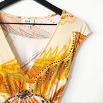 ECI  New York Boho Paisley Beaded Waist Dress Sz M Orange Tan Multicolor Photo 1