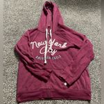 American Eagle burgundy logo zip up long sleeve hooded sweatshirt L Photo 1
