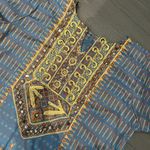 Pakistani/Indian 3pc Blue & Multi Color Embroidery Printed Shalwar Kameez Size M Photo 7