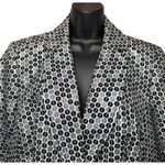 Peter Nygard  Women's Jacket Size 16 Black & Silver Polka Dot Holiday‎ Sparkle Photo 2