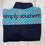 Simply Southern  Navy Quarter Zip Pullover Sweatshirt with Colorful Accents Photo 5
