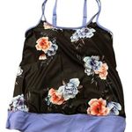 Black Floral Light Blue/Purple Tankini Swimsuit Set Size Med NWT #5034 Photo 1