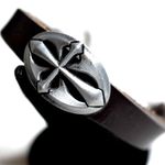 Source Unknown The Luke Cross Hemp Cord Dark Brown Leather Adjustable Unisex Bracelet Photo 0