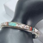 Navajo Artist Wilbur Muskett “Muskett Sterling“ Multistone thick silver cuff bra Photo 7