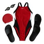 Nike Red Black White Competition One Piece Swimsuit Size 26 NWT with Small FLAW Photo 13