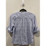 Ivanka Trump Blue White Plaid 3/4 Sleeve Blouse Photo 4