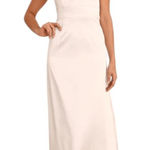 Lulus White Satin Wedding Dress with Pearl Straps NWT Size XS Photo 0