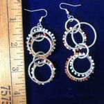 Silver Orange & White Bead Dangle Circle Earrings Photo 3