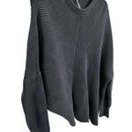 Free People Asymmetrical Ribbed Black Sweater Size Small Long Sleeve Casual Photo 2