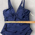 Lands' End New  One‎ Piece Swimsuit Women L 14-16 Blue Ruched Tummy Control Ring Photo 7