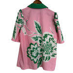 Cherry Berry Fresh Floral Pink & Green Print Button Down Blouse Women’s XXL Photo 1