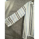 Pomegranate Blue White Stripe Linen Tunic Coastal Resort Style Boho Minimalist Photo 2