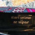 Stuart Weitzman FOR MR. SEYMOUR Vintage Blue Silk Tie Print Suede Heels 8 AAA Photo 12